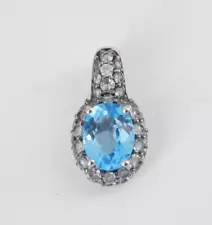 925 Sterling Silver Blue Topaz Pendant