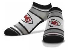 KANSAS CITY CHIEFS LOGO BLACK & WHITE MENS NO SHOW SOCKS LARGE (10-13) FREE SHIP