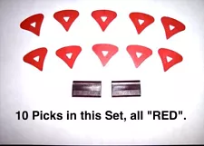 McPherson RED 1980's Vintage Patented Guitar PICK Picks 10 Pick Set ALL " RED "