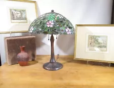 Handel Lamp with Stained Slag Glass Shade Arts and Crafts Lamp S32