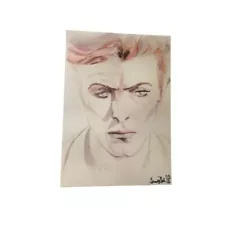 David Bowie Art Watercolor Painting Noir 2016 8.5" x 11.5" 2016