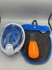 Full Face Decathlon Snorkel Mask 360 Easy-Breath S/M Subea Blue