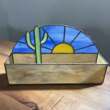 Large 12.5" Stained Glass Planter Cactus Sun Succulents Yellow Plant Handmade