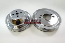 Chrome Steel Pulley Big Block Chevy Short Water Pump Double 2 Groove BBC SWP 454