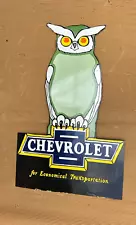 PORCELIAN CHEVROLET OWL ENAMEL SIGN SIZE 36X24 INCHES