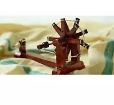 Wooden Gandhi Charkha Spinning Wheel Handicraft With Cotton Ball For Home Decore