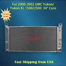 New All Aluminum Radiator Fit For GMC Yukon/Yukon XL 1500/2500 2000-2002 34"Core