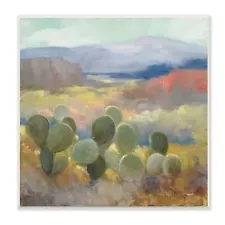 Stupell Prickly Pear Cactus Plant Soft Desert Canyon Green 12 x 12