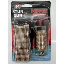 Mini Stun Gun and Pepper Spray Combo for Self Defense - Gold Bling