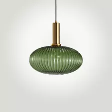 Antique Style Hanging Lamp Green Glass Pendant Light Decorative Lighting Fixture