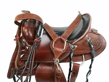 WESTERN GAITED SADDLE HORSE PLEASURE TRAIL TOOLED LEATHER TACK SET 15 16 17 18