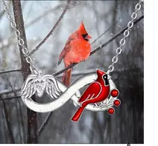 24 HR SALE $9.88 CARDINAL BIRD INFINITY Charm 925 Sterling Silver 22" Necklace