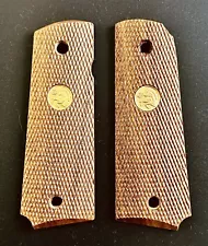 1911 Colt .45 Grips, Factory Checkered, Walnut with gold Medallions-Nice!