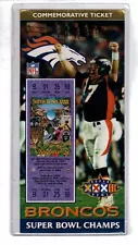 1998 Denver Broncos Super Bowl XXXII Champs Commemorative Ticket Terrell Davis