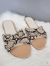 NEW Snake Print ABERCROMBIE & FITCH Crisscross Casual Flat Slide Sandals 9/10