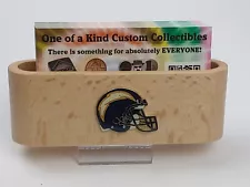 Beech Business Card Custom Holder w/ NFL San Diego Chargers Emblem for Desk