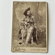 Antique Cabinet Card Photograph Sharp Shooter Cowboy Gun Saddle Leather Attire