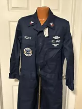 US Navy Coverall Size 44L Utility Blue PO-2 Submarine/Air Warfare SSN 713 USN