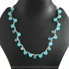 Natural Aquamarine Necklace Precious jewelry Sale 4072 Aesthetic Necklace 17"