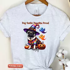 Pug-tastic Pumpkin Prowl Customizable Pug Halloween Costume T-Shirt