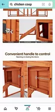 Large 123" wooden chicken coop, outdoors, hens house with ramp and nesting boxes