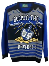 Hanukkah UGLY CHRISTMAS Sweater 2XL Rockin The Dreidel Jewish