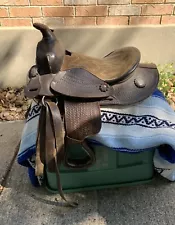 Extra Small Brown Leather Western Equestrian Saddle Estate Sale Find- Flaws