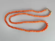 Antique 19" Necklace Salmon Coral Beads GF Clasp Mediterranean