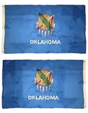 3x5 Embroidered State of Oklahoma Sewn Nylon Flag 3'x5' Grommets Double Sided