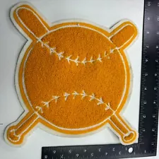 GIANT YELLOW CHENILLE BASEBALL Patch For Varsity Sports Letter Jacket 00L