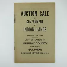 1911 Indian Lands Auction Sale Catalog Murray County Oklahoma Chickasaw Nation