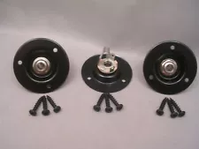 3 Jack Plates For Speaker Cab, Black 2" Round Metal With Screws And 1/4" Jacks