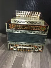 Heligonka button Box accordion Antonin Hlavacek Louny Vintage RARE w/ case