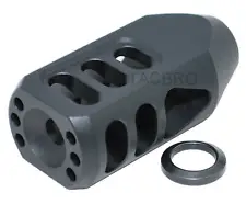 223 Black Aluminum 1/2x28 Thread Pitch Tanker Style Muzzle Brake for .223