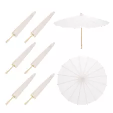 6 Pcs Paper Umbrellas ,16" Paper Parasol Umbrella for Craft,White