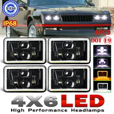 Black 4PCS 4X6" LED HEADLIGHTS Hi/Lo BEAM H4 For Chevrolet Monte Carlo 1976-1988 (For: 1976 Chevrolet Monte Carlo)