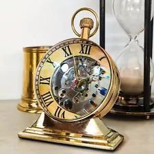 Trophy Brass Desk Clock Mechanical Table top Decorative