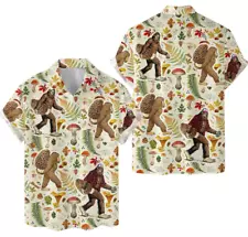 Bigfoot Mushroom Hawaiian Shirts for Men Women, Bigfoot with Morel Mushroom