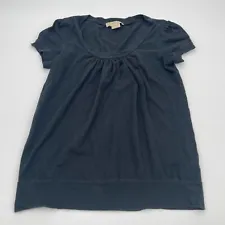 Michael Michael Kors Womens Shirt Small Black Short Cap Sleeves Ruched Knit