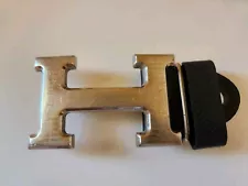 Used Hermes H Silver Toned Belt Buckle Has Scratches - FREE SHIPPING