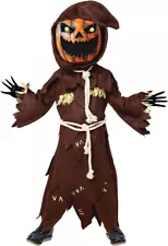 Scary Scarecrow Costume for Kids, Halloween Pumpkin Costume with Pumpkin Head