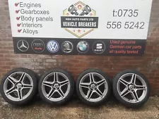 MERCEDES W205 ALLOY WHEELS WITH TYRES 18 INCH 5 SPOKE X4 A2054019500 A2054019600