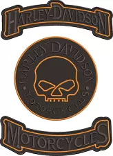 Harley Davidson Willie G Skull 10 INCH Top & Bottom Rocker 12 INCH Patches set