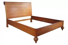 Handcrafted Vermont Cherry Biedermeier Style Queen Size Sleigh Bed Frame