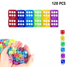 Set of 120 Multicolor Playing Dice for Board Games Party Play and Teaching Vi