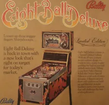 Eight Ball Deluxe Limited Edition Pinball Machine Flyer Mint Original Brochure