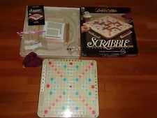 Vintage 1989 Scrabble Game Deluxe Edition Turntable W/ Burgundy Tiles Complete