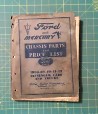 1938 - 42 FORD and MERCURY CHASSIS PARTS &PRICE LIST PASSENGER CARS & TRUCKS