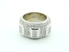 Estate Sale Diamond Cluster Cocktail Wedding Ring 14k White Gold 2.40Ct Size 5