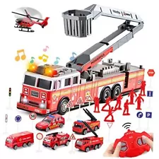 Fire Truck Toys for Boys with Lights and Sounds,RC Remote Control Firetruck